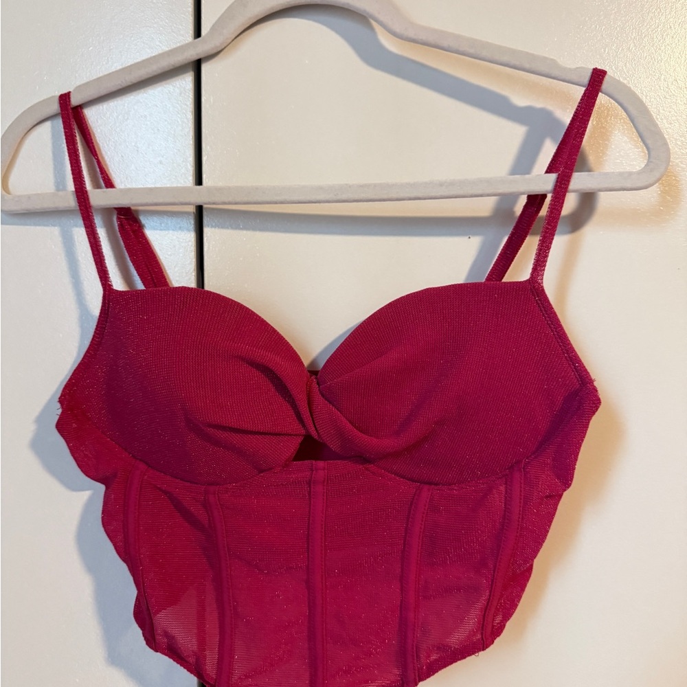 Shimmery Pink Bustier Top | Size Medium